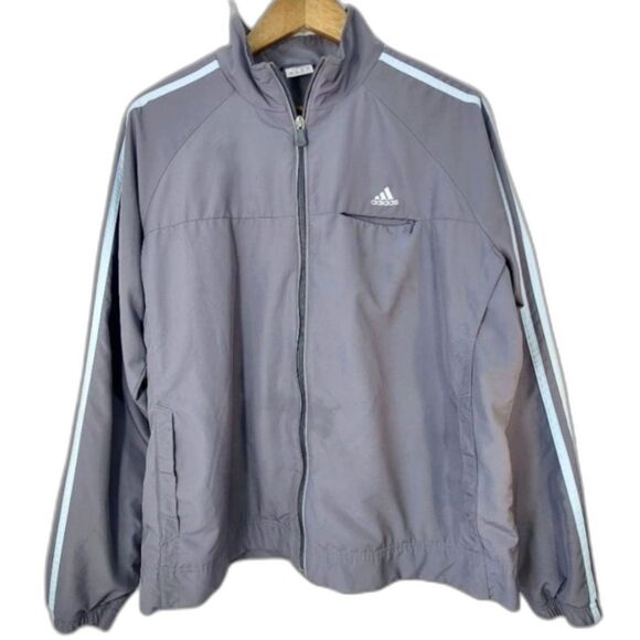 VTG Y2K Adidas CLIMALITE Track Jacket Windbreaker Full Zip Gray Blue AV1001 - XL - Picture 11 of 13